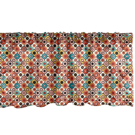 Ambesonne Vintage Window Valance, Retro Style Bubbles, 42" x 12", Orange Yellow