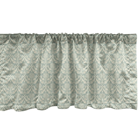 Ambesonne Vintage Window Valance, Rhythmic Nostalgic Motifs, 54" X 18", Dark Sea Green Champagne