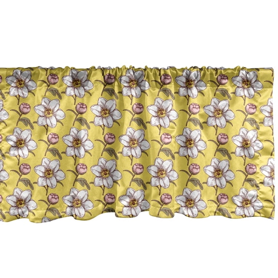 Ambesonne Vintage Window Valance, Romantic Nature Blossom Art, 54" X 18", Mustard Rose