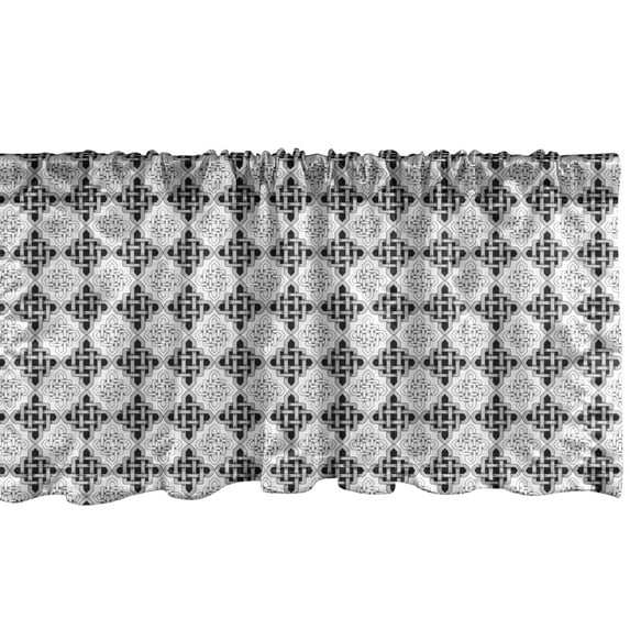 Ambesonne Vintage Window Valance, Scandinavian Celtic, 42" x 12", Grey White