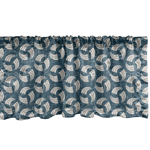 Ambesonne Vintage Window Valance, Spiral Design with Worn out Composition Ornamental Antique Abstract Lines, Curtain Valance for Kitchen Bedroom Decor with Rod Pocket, 54" X 18", Dark Teal Eggshell