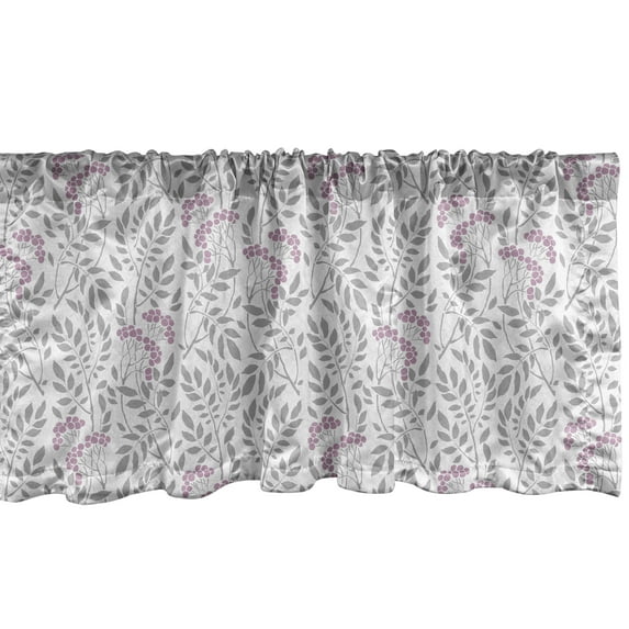 Ambesonne Vintage Window Valance, Spring Sprigs Berries, 54" X 12", Pale Grey Mauve Grey