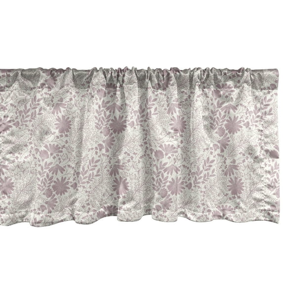 Ambesonne Vintage Window Valance, Tender Wild Herbs Flowers, 54" X 18", Grey Pink and Ivory