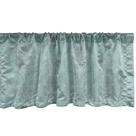 Ambesonne Vintage Window Valance, Victorian Abstract Ornament, 42" x 12", Pale Teal and Umber