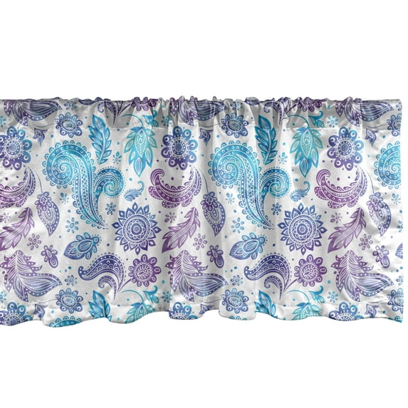 Ambesonne Vintage Window Valance, Watercolor Flowers Images, 54" X 12", Blue and Violet