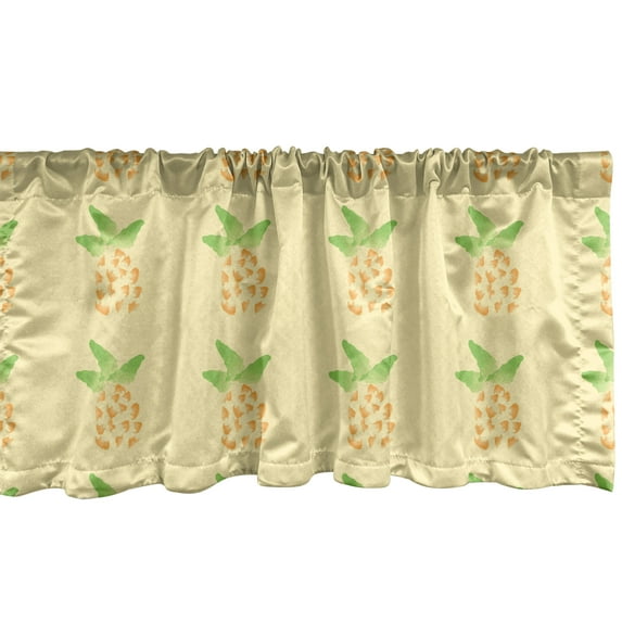 Ambesonne Vintage Window Valance, Watercolor Pineapple, 42" x 12", Orange Pale Yellow Green