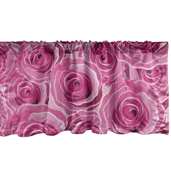 Ambesonne Vintage Window Valance with Rod Pocket, Simplistic Nostalgic Roses, 54" x 12", Magenta Soft Pink