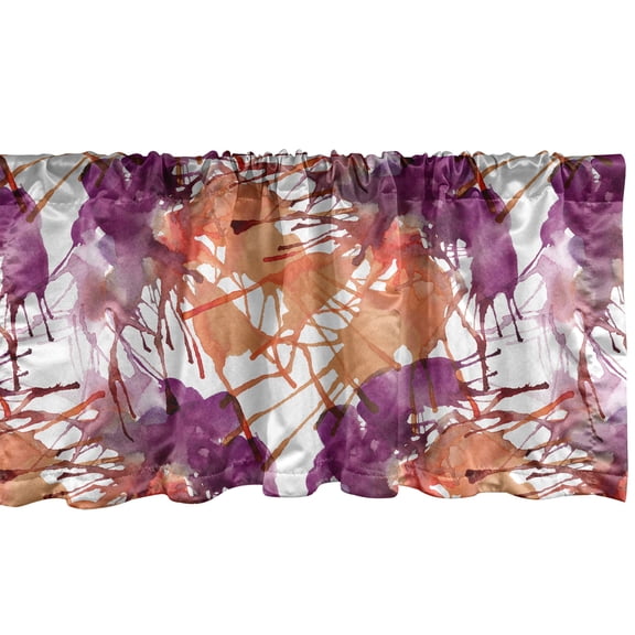 Ambesonne Vintage Window Valance with Rod Pocket, Whimsical Watercolor Splash, 54" X 18", Persian Orange Purple