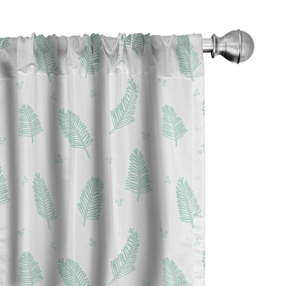 Ambesonne Vintage Winter Curtains, Seafoam Branches, Pair of 28"x63", Seafoam White