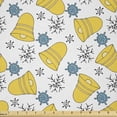 thumbnail image 1 of Ambesonne Vintage Winter Fabric by the Yard Microfiber, Bells and Snowflakes, 3 Yards, Sky Blue and Yellow, 1 of 2