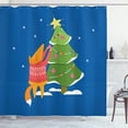 thumbnail image 1 of Ambesonne Vintage Winter Shower Curtain, Fox in Sweater Tree, 69"Wx70"L, Cobalt Blue Multicolor, 1 of 4