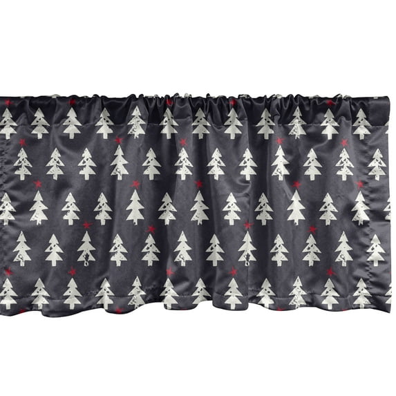 Ambesonne Vintage Winter Window Valance, Grunge Pine Stars, 42" x 12", Dark Blue Grey Ivory