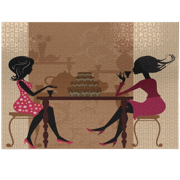 Ambesonne Vintage Woman Jigsaw Puzzle Durable Cardboard, Women Chatting, 1000 pcs, Multicolor