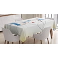 thumbnail image 1 of Ambesonne Vintage Woman Tablecloth Rectangular Table Cover, Fashion Sketch, 60"x84", Ivory Blue Coral, 1 of 4