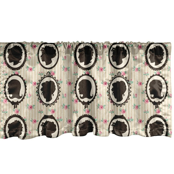 Ambesonne Vintage Woman Window Valance, Diva Silhouettes, 54" X 12", Multicolor