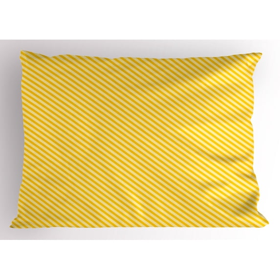 Ambesonne Vintage Yellow Pillow Sham, Striped Simple Motif, 26" X 20", Yellow and Pale Yellow