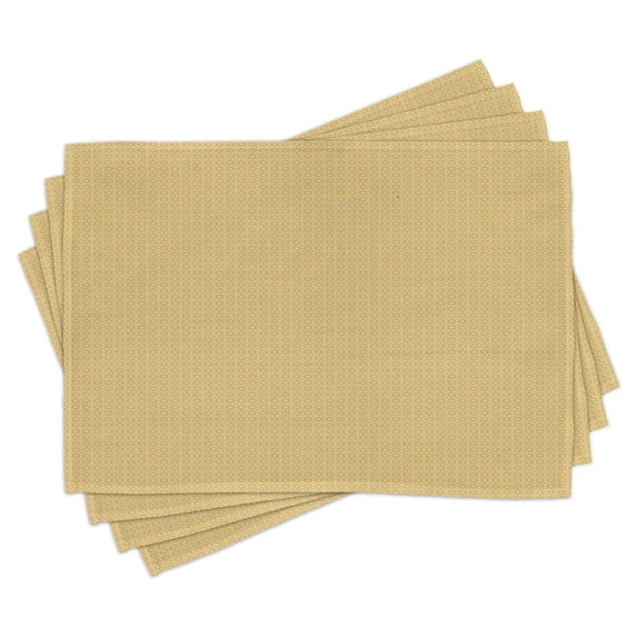 Ambesonne Vintage Yellow Place Mats Set of 4, Botany Antique Motif, Standard Size, Marigold White