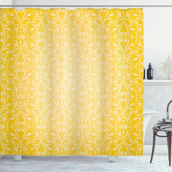 Ambesonne Vintage Yellow Shower Curtain, Timeless Royal Motif, 69"Wx70"L, Yellow and Pale Yellow