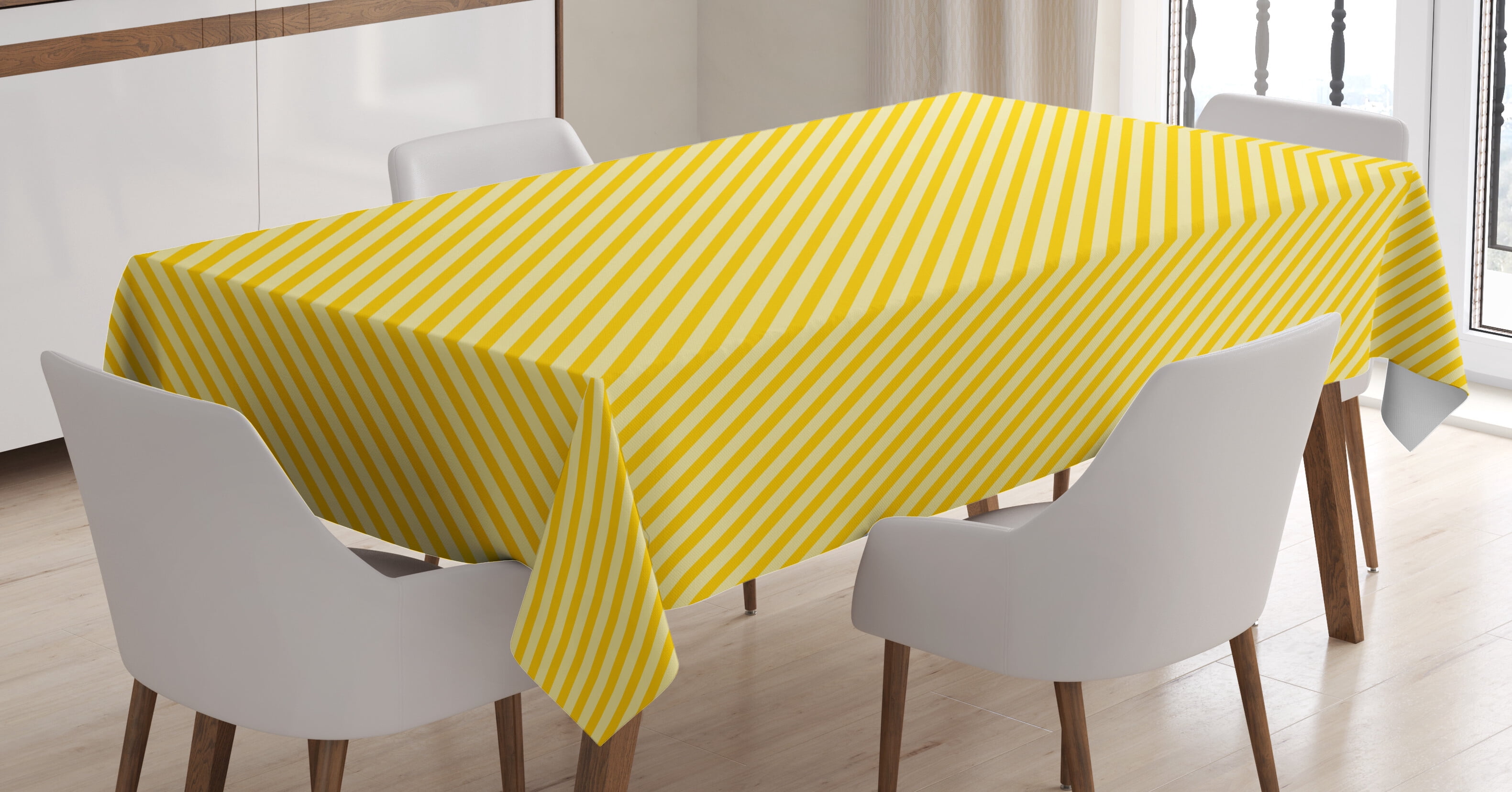 Tablecloth Yellow Insects Ambesonne Vintage Yellow Tablecloth Rectangular Table Cover, Striped ...