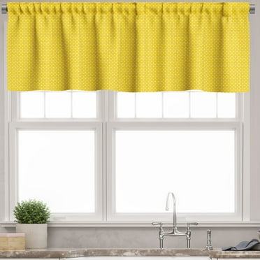 Ambesonne Vintage Yellow Window Valance, Europe Spotty Design, 54" X 18", Yellow and White