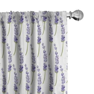 Ambesonne Violet 4-Panel Curtains, Isolated Lavenders Layout, 56"x63", White Mauve Khaki