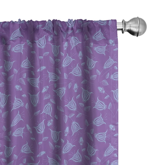 Ambesonne Violet Window Curtains, Tulip Like Abstract Flowers, Each 28" W x 63" L, Pale Purple Pale Sky Blue