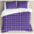 thumbnail image 1 of Ambesonne Violet Duvet Cover Set, Violescent Tartan Pattern, 2-Calking, Pale Purple and Lavender, 1 of 3