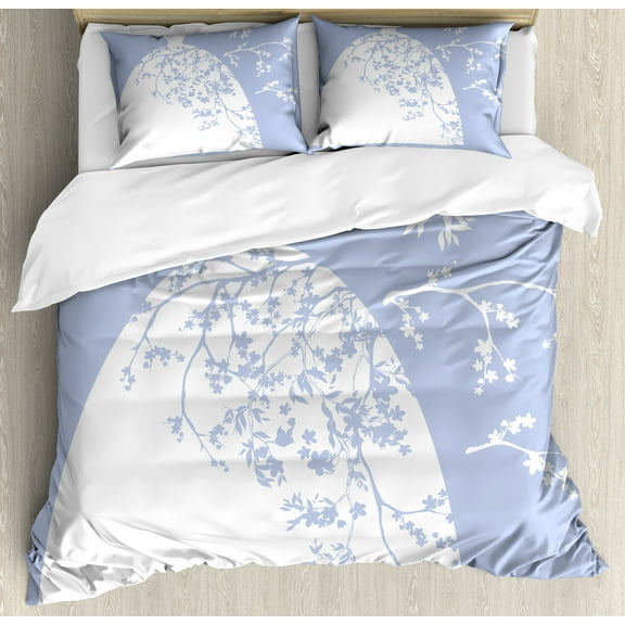 Ambesonne Violet Duvet Cover Sets, Floral Bride Dress, 2-King, Violet Blue and White