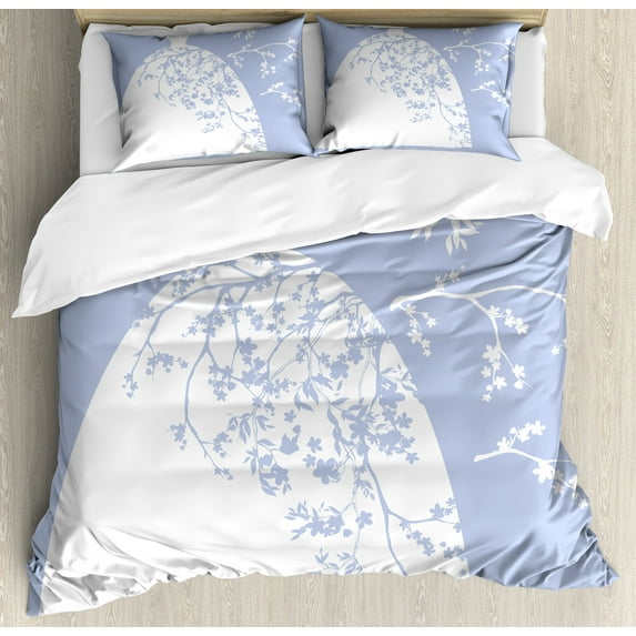 Ambesonne Violet Duvet Cover Sets, Floral Bride Dress, 2-King, Violet Blue and White