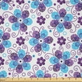 thumbnail image 1 of Ambesonne Violet Fabric by the Yard Microfiber, Folk Dotty Flower Art, 2 Yards, White Blue Quartz, 1 of 2