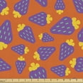 thumbnail image 1 of Ambesonne Violet Fabric by the Yard Upholstery, Cartoon Strawberry Drawing, 3 Yards, Orange Purple and Mustard, 1 of 5