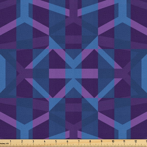 Ambesonne Violet Fabric by the Yard Upholstery, Modern Geometrical Layout, 1 Yard, Night Blue Indigo
