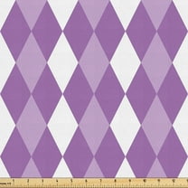 Ambesonne Violet Fabric by the Yard Upholstery, Purplish Rhombus Printing, 5 Yards, Purple Lavender and White