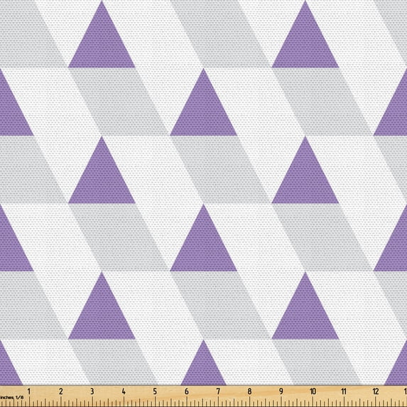 Ambesonne Violet Fabric by the Yard Upholstery, Triangular Rectangular Forms, 3 Yards, White Pale Taupe Mauve