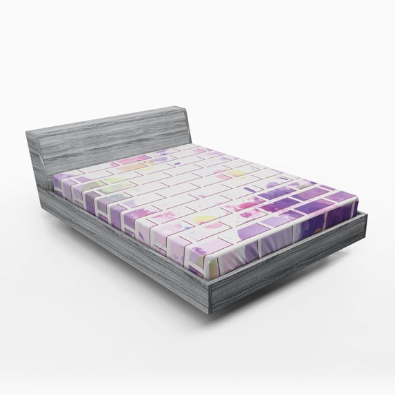 Ambesonne Violet Fitted Sheet, Vector Graffiti Brick, Full Size, Violet and Lavender