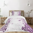 thumbnail image 1 of Ambesonne Violet Quilted Bedspread Set 2 Pcs, Swirling Flowers Wild, Twin Size, Violet, 1 of 5