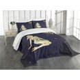 thumbnail image 1 of Ambesonne Virgo Quilted Bedspread Set 3 Pcs, Woman in Short Dress, Queen Size, Indigo Yellow, 1 of 5