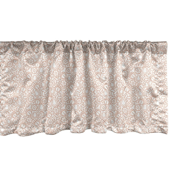 Ambesonne Volleyball Window Valance, Continuing Drawings, 54" X 18", Dark Peach White