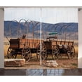 thumbnail image 1 of Ambesonne Wagon Wheel Curtains 2 Panel Set, Western Style, 108" x 96", Brown White, 1 of 3