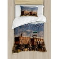 thumbnail image 1 of Ambesonne Wagon Wheel Duvet Cover Sets, Western Style, 2-Twin, Brown White, 1 of 4