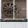 thumbnail image 1 of Ambesonne Wagon Wheel Kitchen Curtains, Old Carriage, 55"x39", Umber, 1 of 2