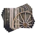 thumbnail image 1 of Ambesonne Wagon Wheel Place Mats Set of 4, Rusty Door, Standard Size, Black Pale Brown, 1 of 6