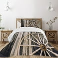 thumbnail image 1 of Ambesonne Wagon Wheel Quilted Bedspread Set 2 Pcs, Rusty Door, Twin Size, Black Pale Brown, 1 of 5