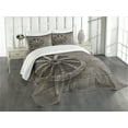 thumbnail image 1 of Ambesonne Wagon Wheel Quilted Bedspread Set 3 Pcs, Old Carriage, Queen Size, Umber, 1 of 5