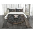 thumbnail image 1 of Ambesonne Wagon Wheel Quilted Bedspread Set 3 Pcs, Rustic Skulll, King Size, White Black Brown, 1 of 5