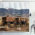 thumbnail image 1 of Ambesonne Wagon Wheel Shower Curtain, Western Style, 69"Wx84"L, Brown White, 1 of 3