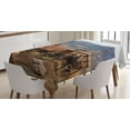 thumbnail image 1 of Ambesonne Wagon Wheel Tablecloth Rectangular Table Cover, Western Style, 60"x90", Brown White, 1 of 4