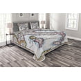 thumbnail image 1 of Ambesonne Wanderlust Quilted Bedspread Set 3 Pcs, Vintage Italy Map Art, Queen Size, Multicolor, 1 of 3