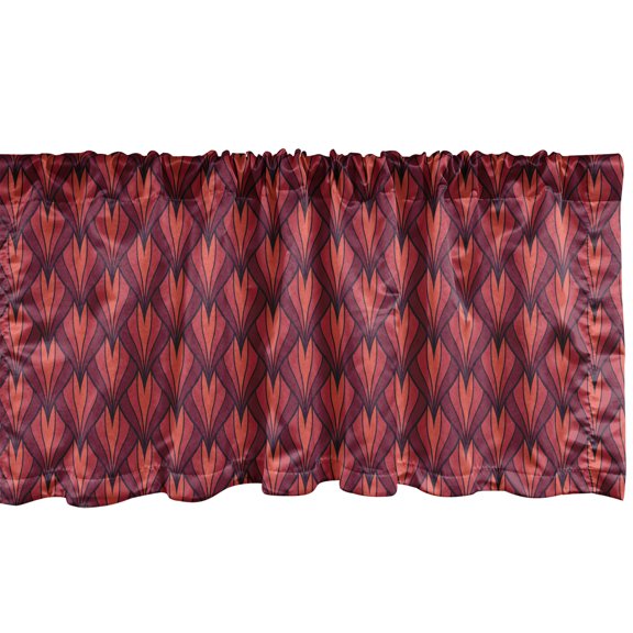 Ambesonne Warm Colors Window Valance, Nostalgia Floral Leafy, 42" x 12", Raspberry and Burnt Sienna