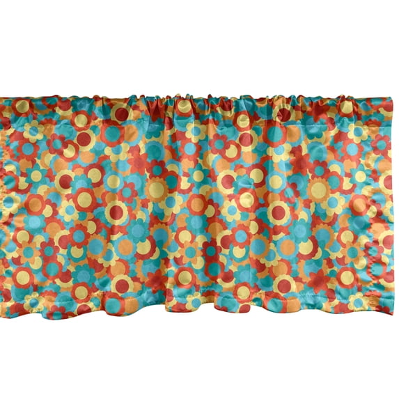 Ambesonne Warm Tone Valance Pack of 2, Summer Flowers Artwork, 42"X12", Multicolor